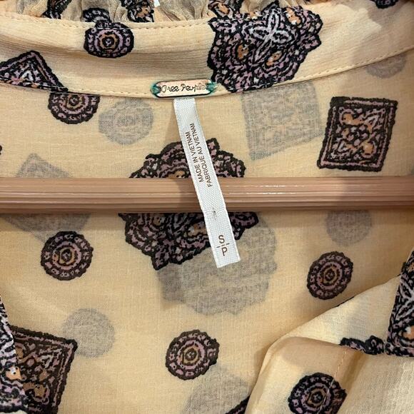 Free People Turn Turn Mini Dress Tea Combo Balloon Sleeve Boho S Oversized - Picture 3 of 8